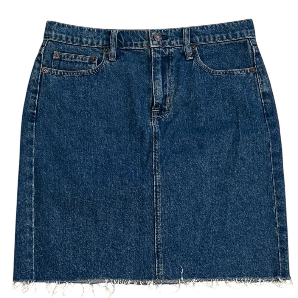 J. CREW Denim Mini Skirt Blue‎ Jeans Size 4 Spring Summer Casual Frayed Hem Date